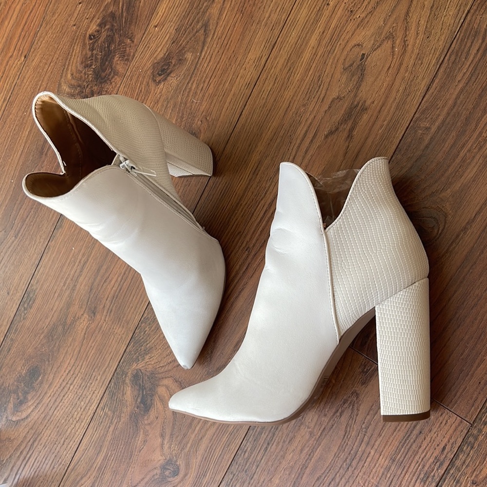 White chunky Booties